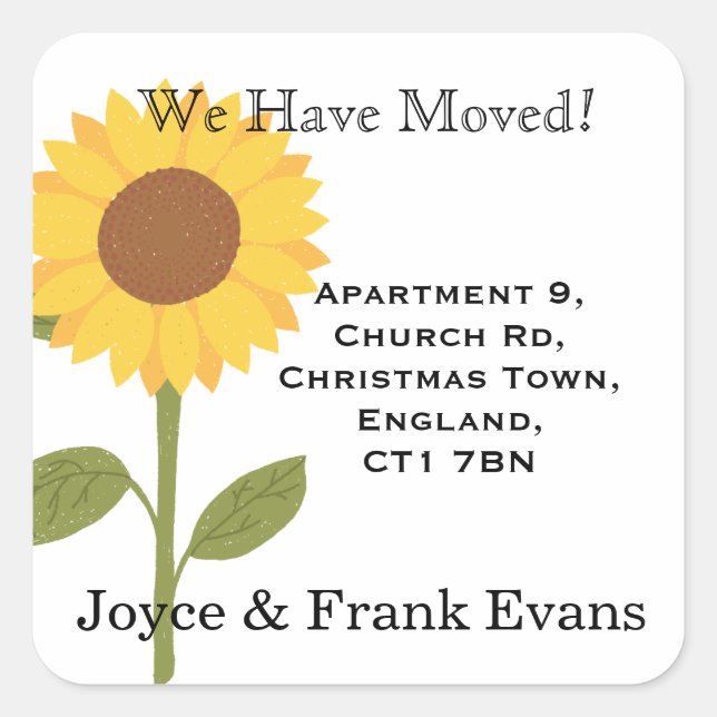 Pegatina Cuadrada tarjetas de pegatinas de direcciones de cambio de  (Anverso)