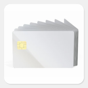 Pegatina Cuadrada Tarjetas de plástico en blanco con chip