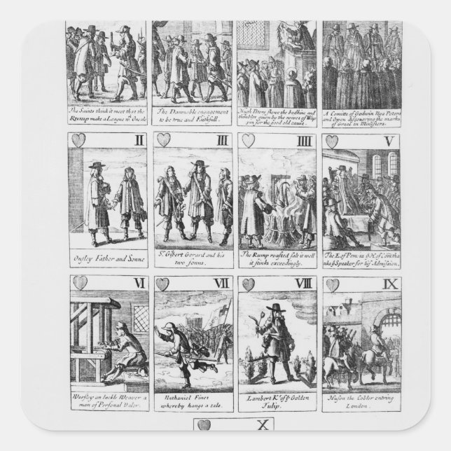 Pegatina Cuadrada Tarjetas de reproducción (Anverso)