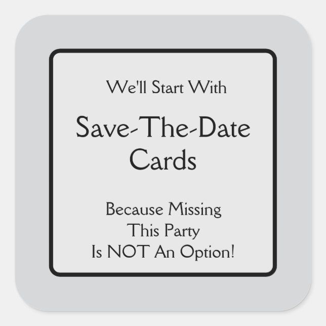 Pegatina Cuadrada tarjetas de reserva la fecha (Anverso)