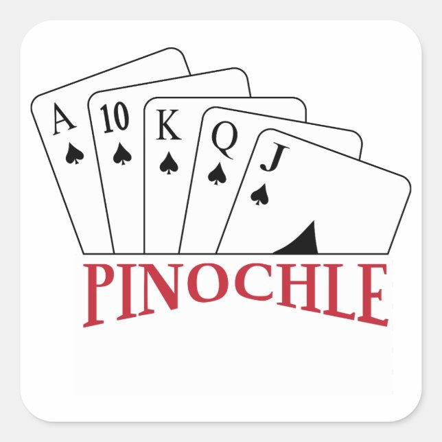 Pegatina Cuadrada Tarjetas Pinochle (Anverso)