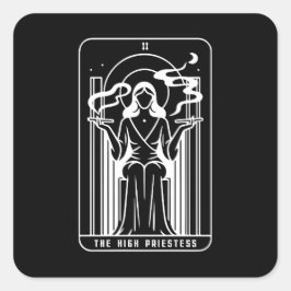 Pegatina Cuadrada Tarot Alta Sacerdotisa Fumando Marihuana Ocultismo