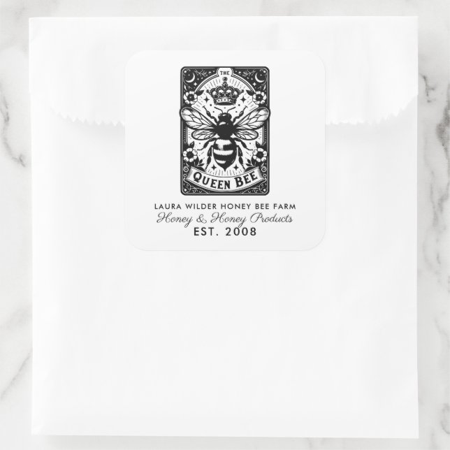 Pegatina Cuadrada Tarot Bee Tema Miel Apiario Apiario Abeekeeper (Bolso)