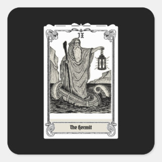 Pegatina Cuadrada tarot grabador de Hermit IX