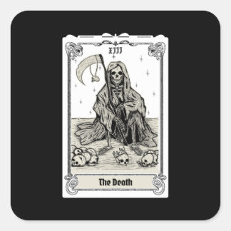 Pegatina Cuadrada tarot grabador de la muerte XIII