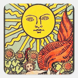 Pegatina Cuadrada Tarot Sun Card