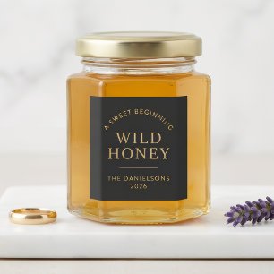Pegatina Cuadrada Tarrito de Miel como Favor de Boda Tema Abejas Dor
