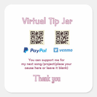 Pegatina Cuadrada tarro de propinas virtual código q r donación de d