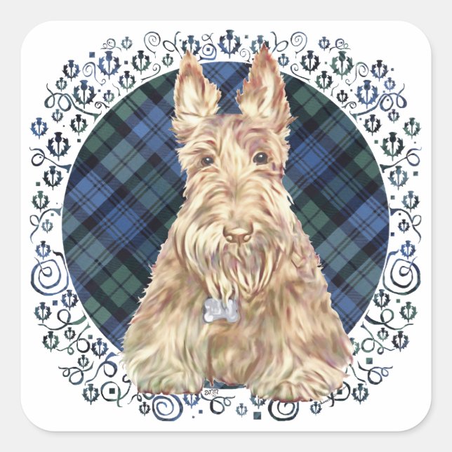 Pegatina Cuadrada Tartan Black Watch (Anverso)