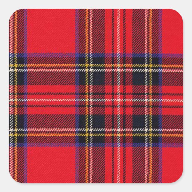 Pegatina Cuadrada Tartán de Stewart rojo (Anverso)