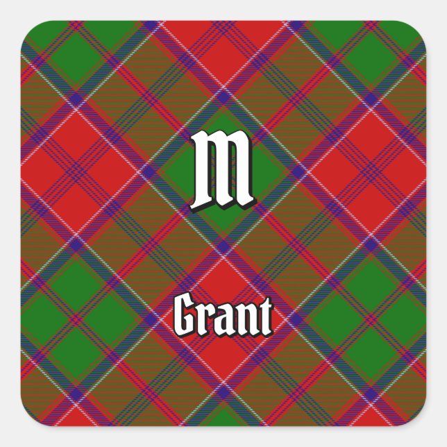 Pegatina Cuadrada Tartan del clan Grant (Anverso)