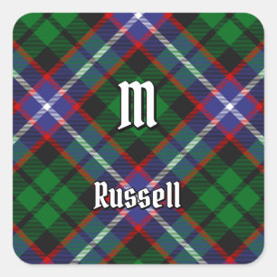 Pegatina Cuadrada Tartan del Clan Russell
