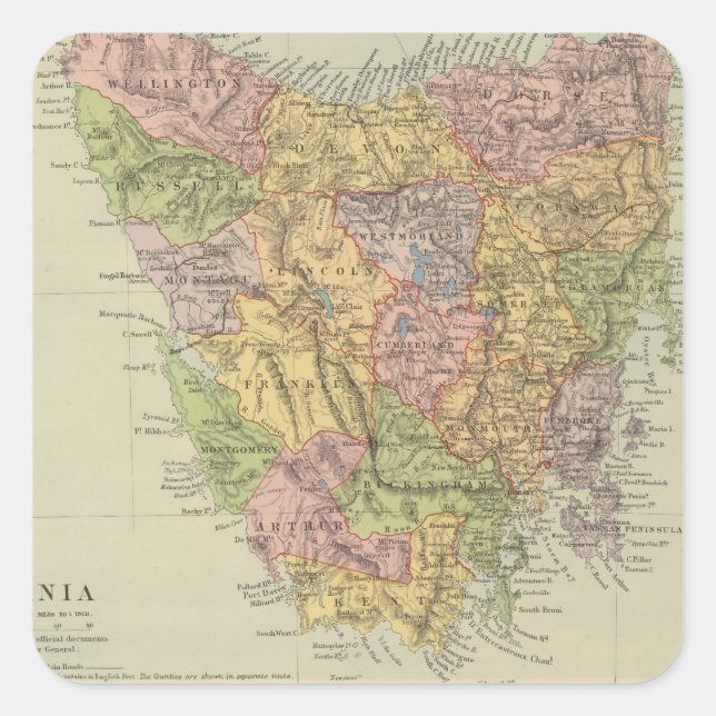 Pegatina Cuadrada Tasmania, Fiji (Anverso)