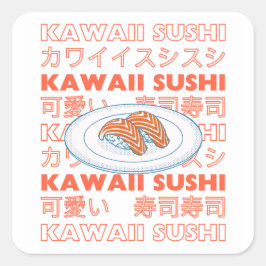 Pegatina Cuadrada Taste of Japan Text & Sushi