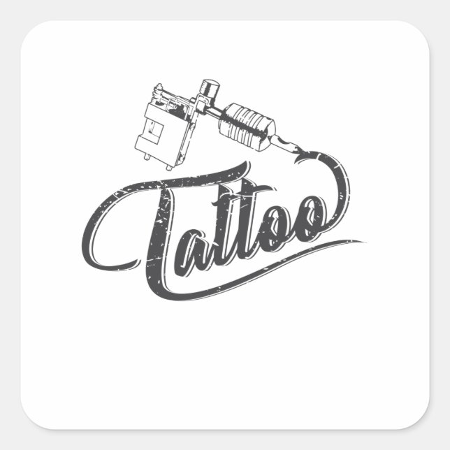 Pegatina Cuadrada Tattoo Maschine Tätowierung Körperkult mit Tattoon (Anverso)