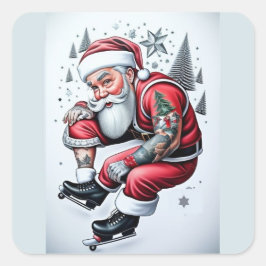 Pegatina Cuadrada Tattoo Santa Claus