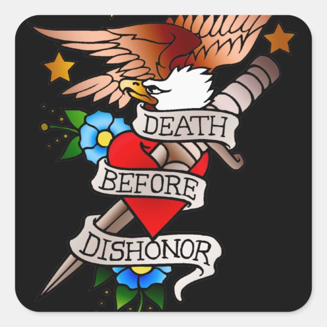 Pegatina Cuadrada tatuaje de águila vintage (Anverso)