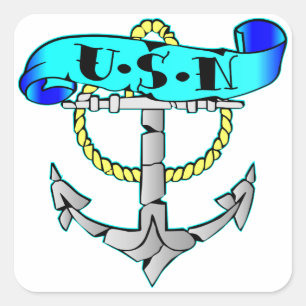Pegatina Cuadrada Tatuaje de anclaje de USN