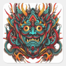 Pegatina Cuadrada Tatuaje de Kanera