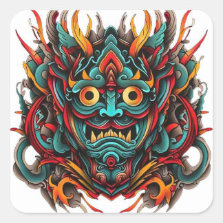 Pegatina Cuadrada Tatuaje de Kanera