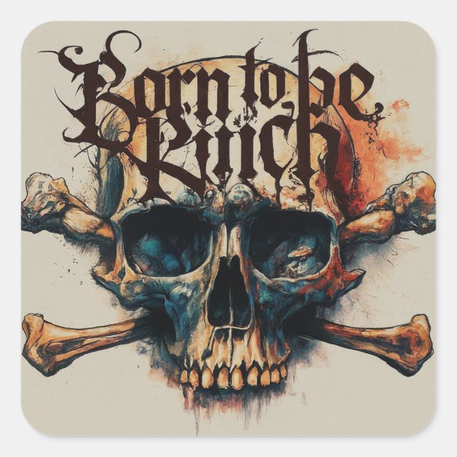 Pegatina Cuadrada Tatuaje rico (Anverso)