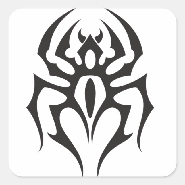 Pegatina Cuadrada Tatuaje tribal de araña (Anverso)