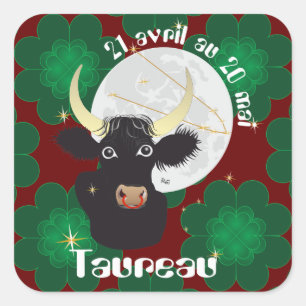 Pegatina Cuadrada Taureau 21 avril 20 Autocollants Mai au