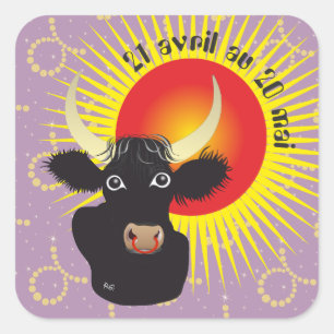 Pegatina Cuadrada Taureau 21 avril 20 Autocollants Mai au