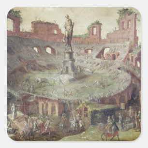 Pegatina Cuadrada Tauromaquia antigua, 1552