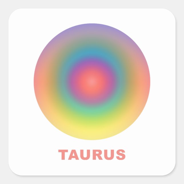 Pegatina Cuadrada Taurus Zodiac Rótulo Gradiente estilo (Anverso)