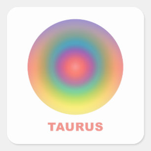 Pegatina Cuadrada Taurus Zodiac Rótulo Gradiente estilo
