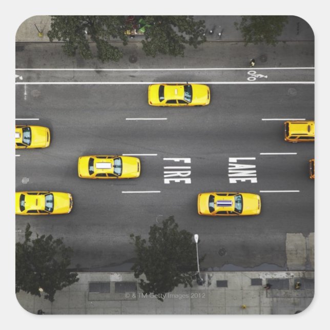 Pegatina Cuadrada Taxi Cabs (Anverso)