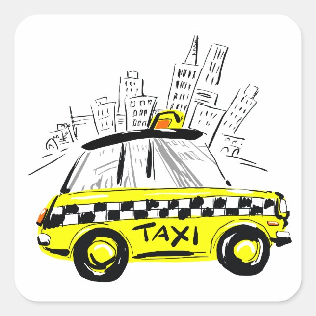 Pegatina Cuadrada taxi de neoyork (Anverso)