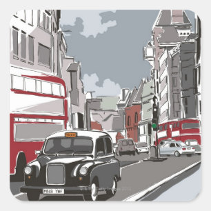 Pegatina Cuadrada Taxi en Londres