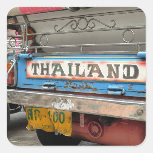 Pegatina Cuadrada Taxi Tuk-tuk en Bangkok Tailandia