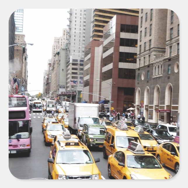 Pegatina Cuadrada Taxis de Nueva York (Anverso)