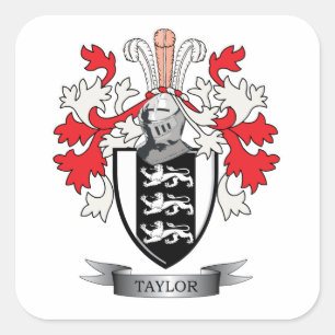 Pegatina Cuadrada Taylor Family Crest Coat of Arms