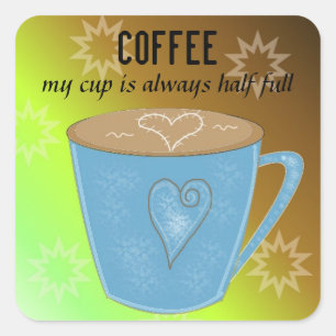 Pegatina Cuadrada Taza de café con cita