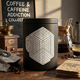 Pegatina Cuadrada Taza de café geométrica Arte de rejilla isométrica