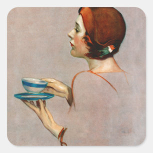 Pegatina Cuadrada Taza de Java