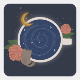 Pegatina Cuadrada Taza de Té Celestial