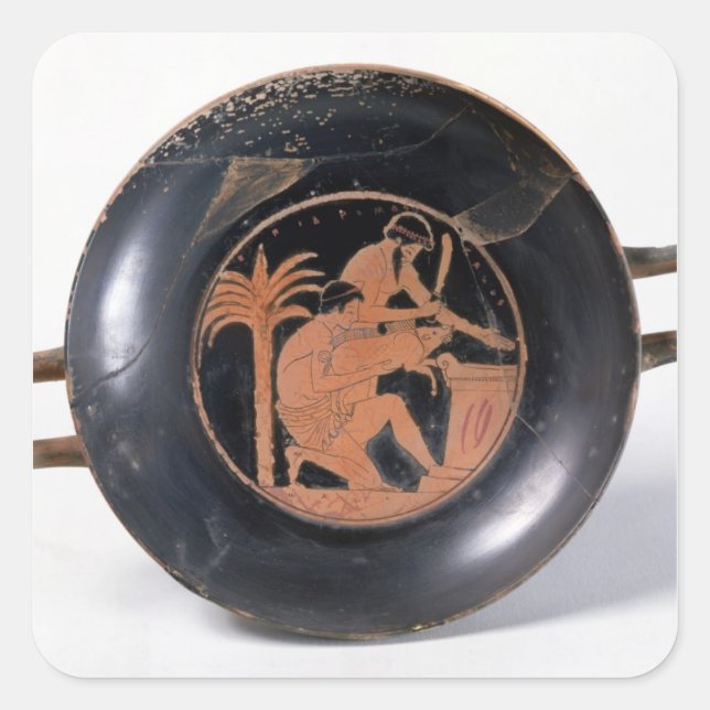 Pegatina Cuadrada Taza roja atlántica (Anverso)