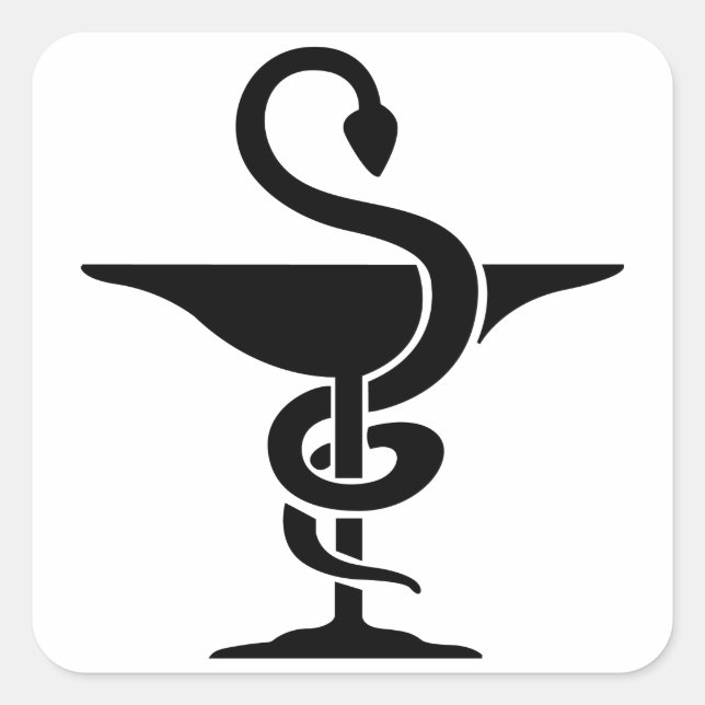 Pegatina Cuadrada Tazón de Hygieia (Anverso)