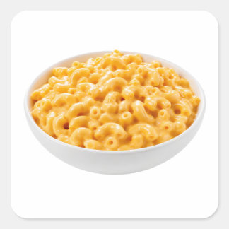 Pegatina Cuadrada Tazón de macarrones con queso cremosos