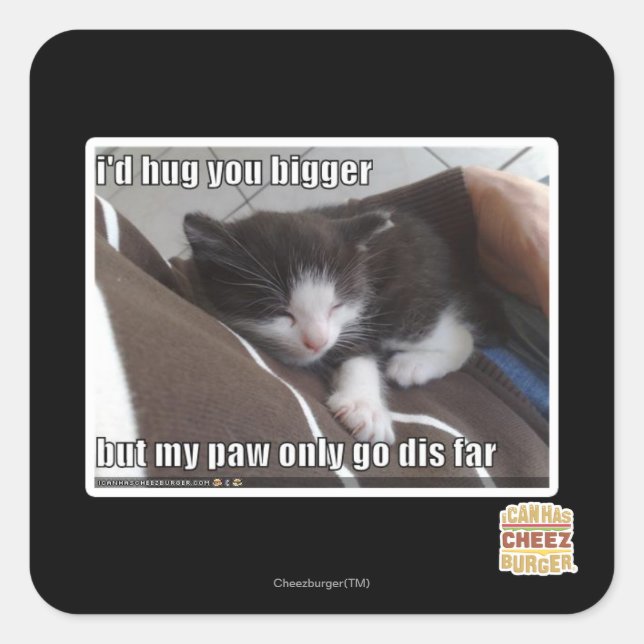 Pegatina Cuadrada Te abrazaría más grande (Anverso)
