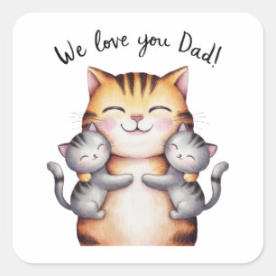 Pegatina Cuadrada Te Ama Papá Gato