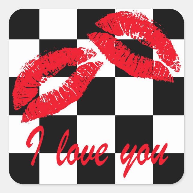 Pegatina Cuadrada Te amo (Anverso)