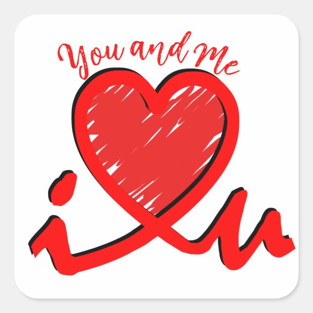 Pegatina Cuadrada Te Amo - Amor (Anverso)