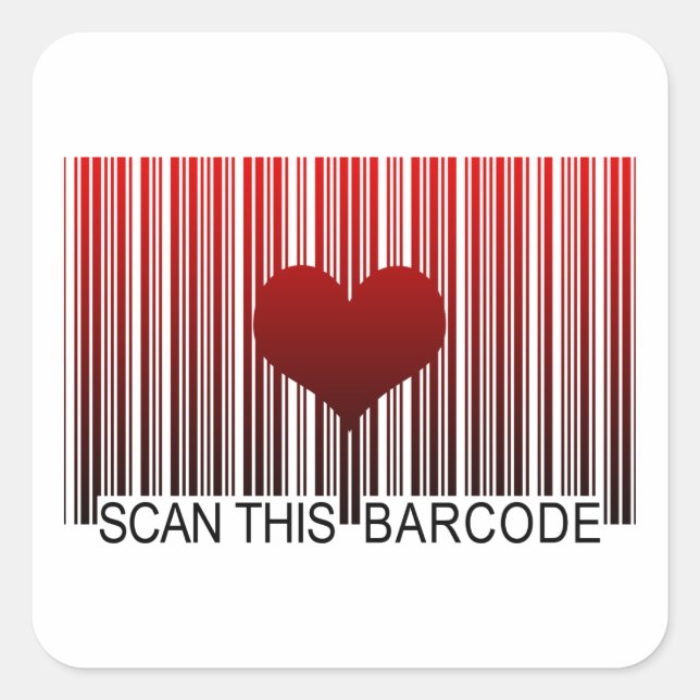 PEGATINA CUADRADA TE AMO BARCODE (Anverso)