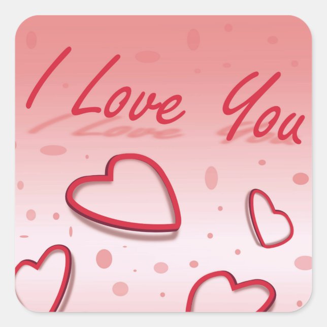 Pegatina Cuadrada Te Amo El Amor Del Corazón (Anverso)